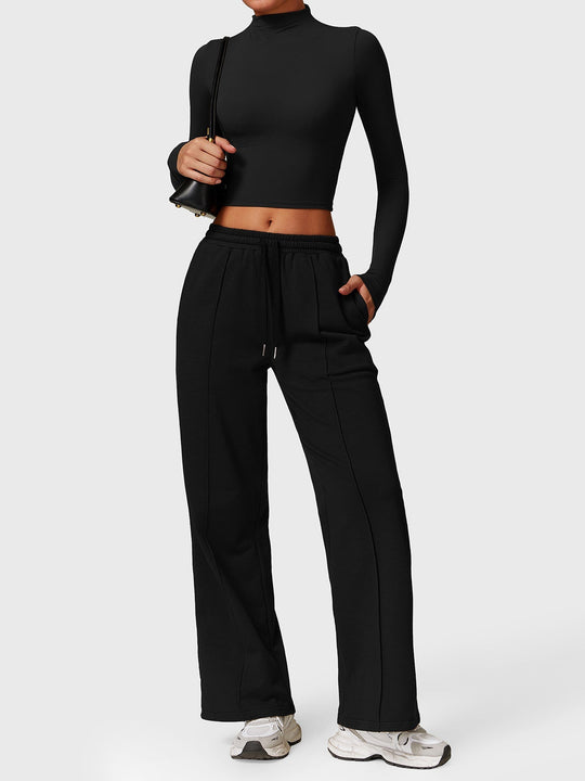 Turtle Neck Long Sleeve Crop Top