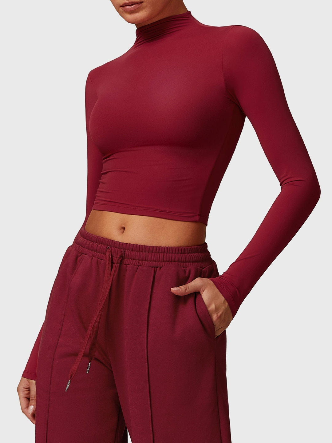 Turtle Neck Long Sleeve Crop Top