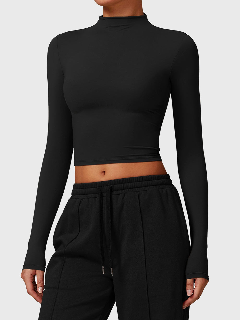 Turtle Neck Long Sleeve Crop Top