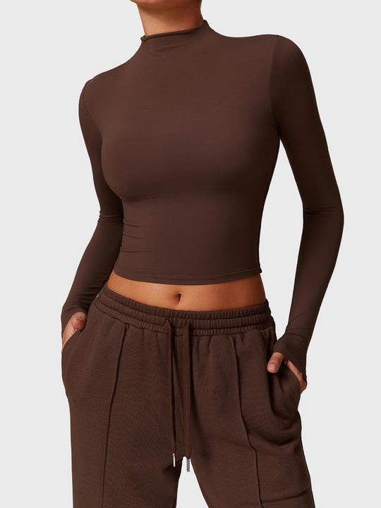 Turtle Neck Long Sleeve Crop Top