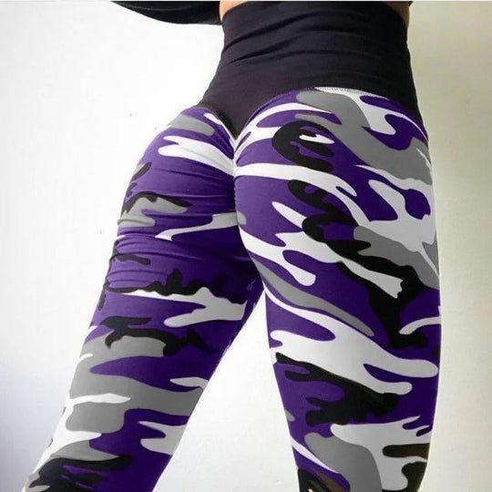 Högmidjade camo-leggings