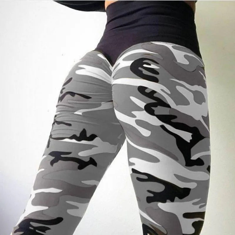 Högmidjade camo-leggings