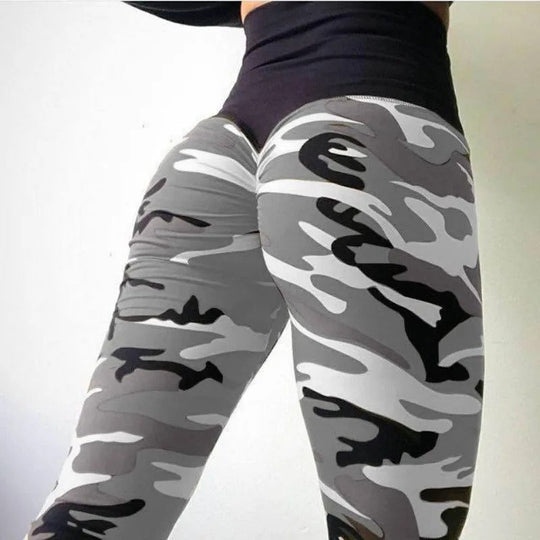 Högmidjade camo-leggings