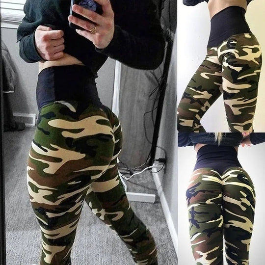 Högmidjade camo-leggings